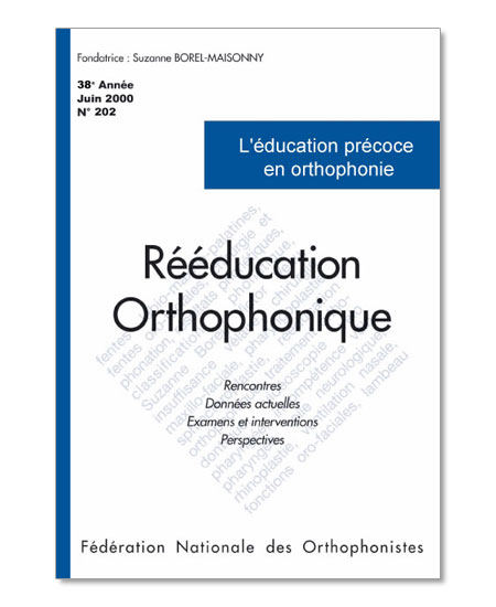 Image sur le produit N° 202 - L'éducation précoce en orthophonie (pdf)