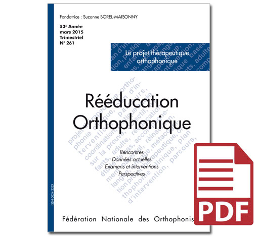 Image principale de N° 261 - Le projet thérapeutique orthophonique (pdf)
