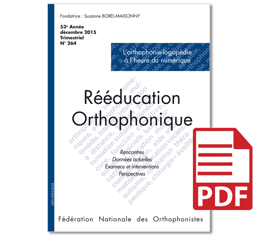 Image du produit N° 264 - L'orthophonie-logopédie à l'heure du numérique (pdf)